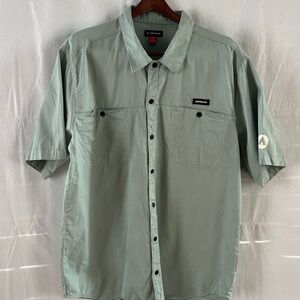 Men’s Airwalk Sage Green Skull On Back Short Sleeves Button Up Collar 2XL